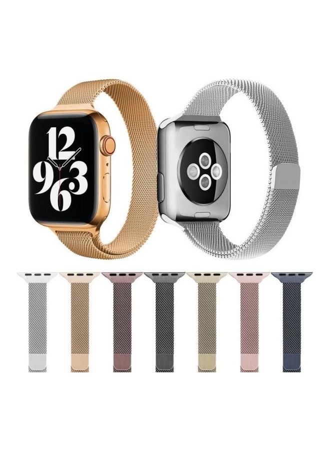 Loquat Milan Loopback Small Waist Replacement Watchband for Apple Watch Series 7/6/SE/5/4/3/2/1 38/40/41mm Vintage Gold - Image 3
