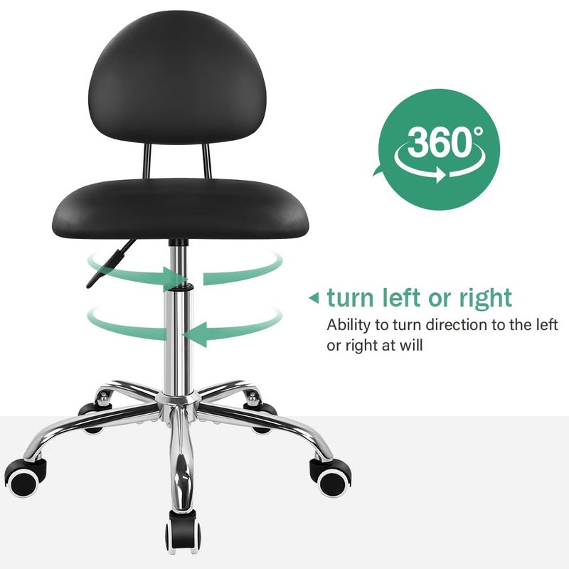FURWOO Office Chair with Back Modern Minimalist Style 360 Swivel Stool with Wheels for Home Office Work Vanity Spa Shop Black - Image 4