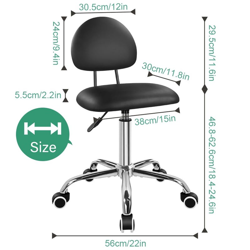 FURWOO Office Chair with Back Modern Minimalist Style 360 Swivel Stool with Wheels for Home Office Work Vanity Spa Shop Black - Image 2