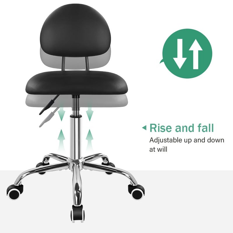 FURWOO Office Chair with Back Modern Minimalist Style 360 Swivel Stool with Wheels for Home Office Work Vanity Spa Shop Black - Image 3