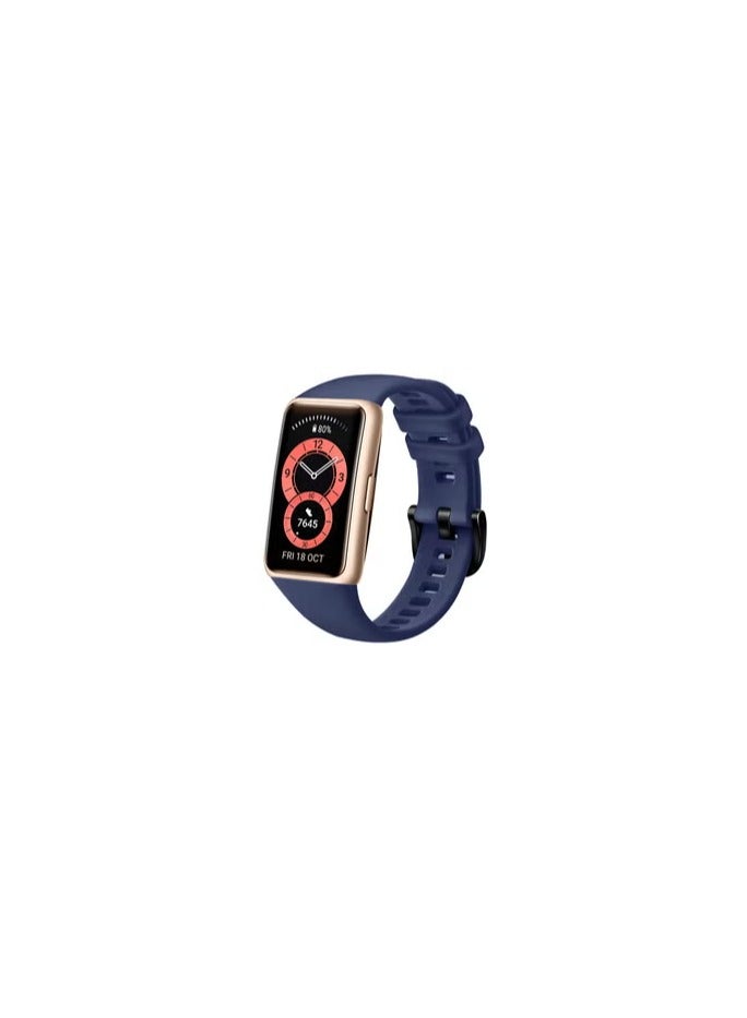 CATANES Huawei Band 6 / Honor Band 6 Fitness Tracker Replacement Silicone Band Adjustable Waterproof Smart Watch Strap with Buckle Deep Blue - Image 1