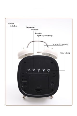 Twin Bell Alarm Clock, Loud Alarm Clock with Backlight, Silent Clock for Bedroom Home or Office, Great for Heavy Sleepers - view 4