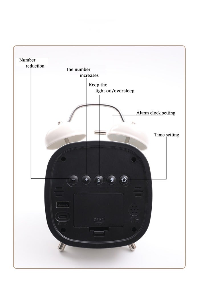 AHAKAC Twin Bell Alarm Clock, Loud Alarm Clock with Backlight, Silent Clock for Bedroom Home or Office, Great for Heavy Sleepers - Image 4