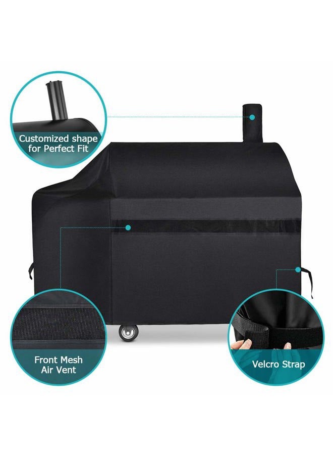 NEXCOVER Offset Smoker Cover - 60 Inch Waterproof Charcoal Grill Cover, Outdoor Heavy Duty BBQ Cover, Rip Resistant Smokestack Barbecue Cover for Brinkmann Char-Broil Weber Nexgrill, Black. - Image 3