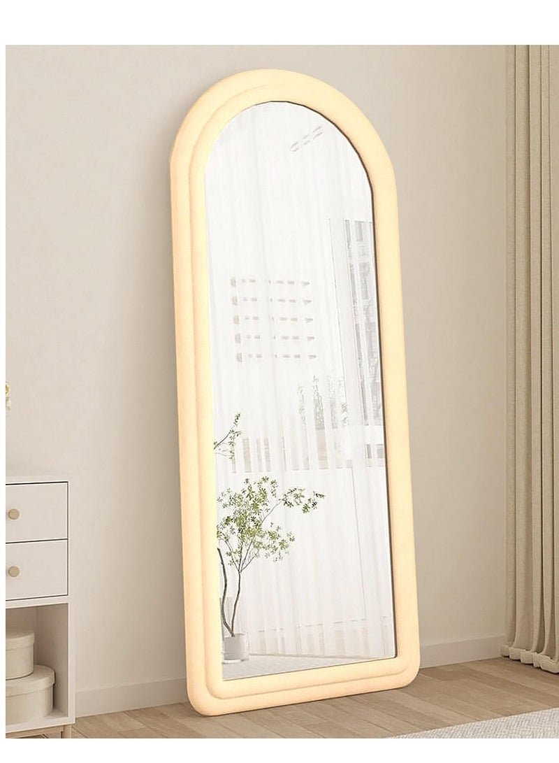 Vparty Arched Floor Mirror, 63"x24" Full-Length Standing Mirror with Flannel Frame, Large Full Body Mirror, Freestanding or Wall-Mounted, High-Quality Glass & Frame, Arch Top Design, Modern Stylish Home Decor for Bedroom, Living Room, Dressing Room, Hallway, Entryway, Durable and Elegant Full-Length Mirror, Contemporary Floor Mirror, Functional and Decorative Accent (160x60 cm)  - Image 2