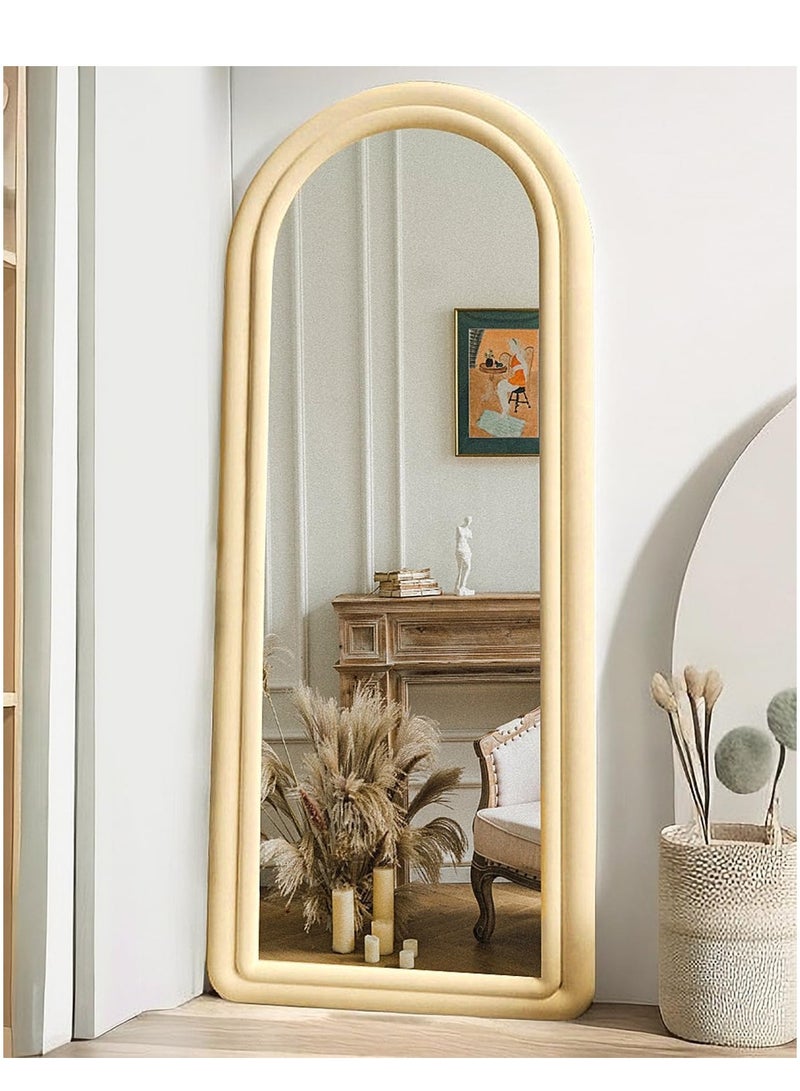Vparty Arched Floor Mirror, 63"x24" Full-Length Standing Mirror with Flannel Frame, Large Full Body Mirror, Freestanding or Wall-Mounted, High-Quality Glass & Frame, Arch Top Design, Modern Stylish Home Decor for Bedroom, Living Room, Dressing Room, Hallway, Entryway, Durable and Elegant Full-Length Mirror, Contemporary Floor Mirror, Functional and Decorative Accent (160x60 cm)  - Image 3