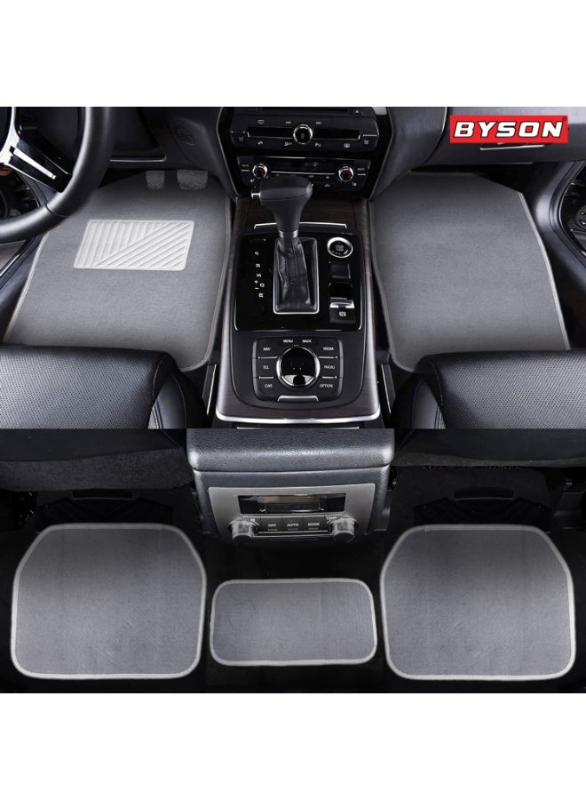 BYSON Durable Waterproof Car Floor Mats 5 Piece Set - Universal Fit for Sedan and SUV, Non-Slip Auto Interior Protection, Easy to Clean, Soft Comfortable Foot Mats Without Cutting (Grey) - Image 5