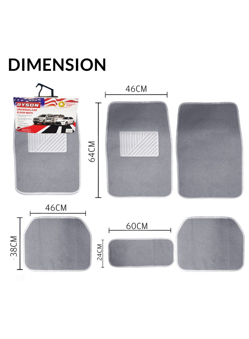 BYSON Durable Waterproof Car Floor Mats 5 Piece Set - Universal Fit for Sedan and SUV, Non-Slip Auto Interior Protection, Easy to Clean, Soft Comfortable Foot Mats Without Cutting (Grey) - Image 2