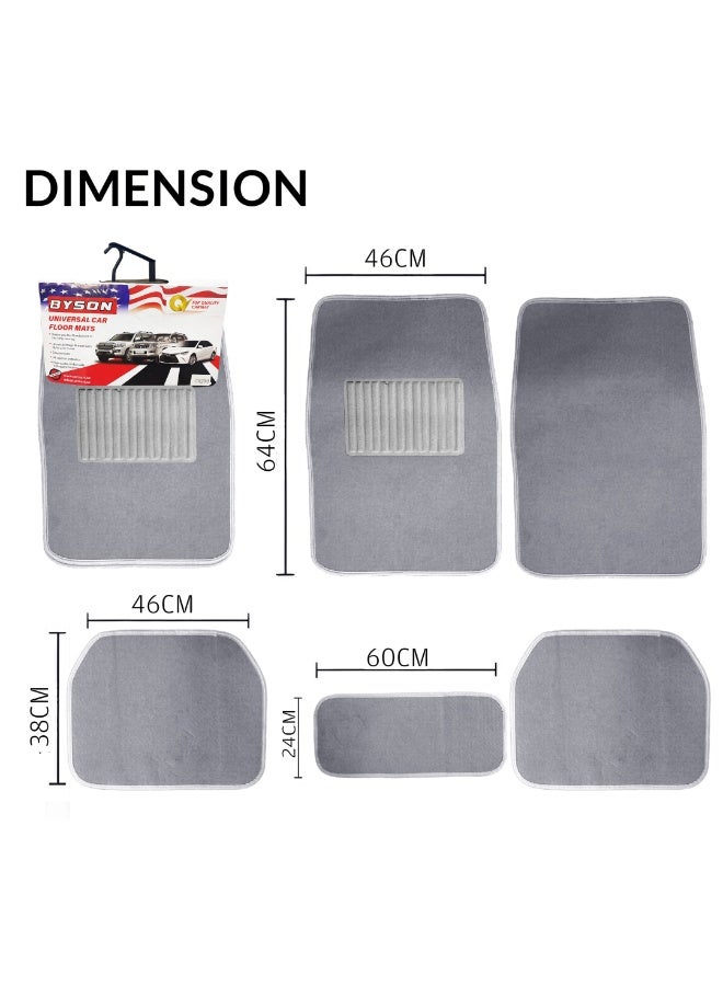 BYSON حصائر أرضية سيارات مقاومة للماء 5 قطع - تناسب عالمي للسيدان وSUV، حماية داخلية غير قابلة للانزلاق، سهلة التنظيف، حصائر قدم ناعمة ومريحة بدون قص (رمادي) - Image 2