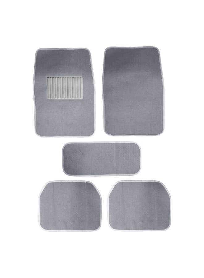 BYSON حصائر أرضية سيارات مقاومة للماء 5 قطع - تناسب عالمي للسيدان وSUV، حماية داخلية غير قابلة للانزلاق، سهلة التنظيف، حصائر قدم ناعمة ومريحة بدون قص (رمادي) - Image 3