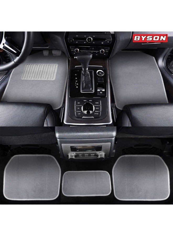 BYSON حصائر أرضية سيارات مقاومة للماء 5 قطع - تناسب عالمي للسيدان وSUV، حماية داخلية غير قابلة للانزلاق، سهلة التنظيف، حصائر قدم ناعمة ومريحة بدون قص (رمادي) - Image 5