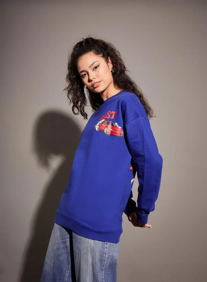 SASSAFRAS Oversized Graphic Print Dropped Shoulder Sweatshirt by Styli
