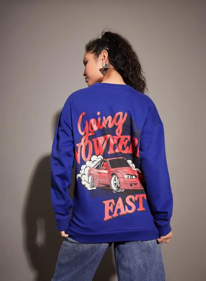 SASSAFRAS Oversized Graphic Print Dropped Shoulder Sweatshirt by Styli