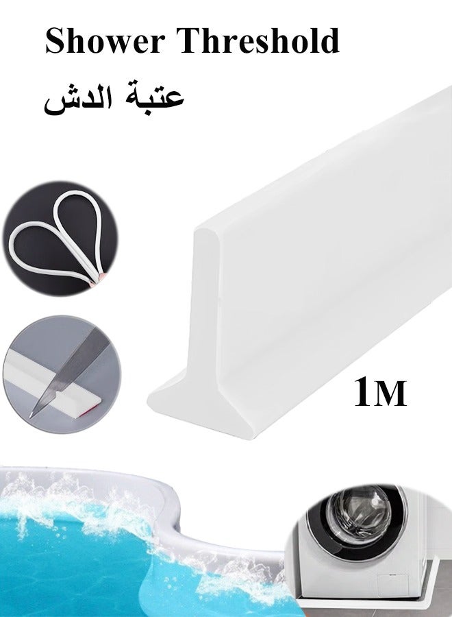 Bathroom Waterproof Strip, Shower Threshold, Dry and Wet Separation for Bathroom and Countertop Sink, Self-Adhesive Anti Slip, Adjustable Size, Retention System and Keeps Water Inside, Suitable for Bathroom and Kitchen(1M)  - Image 1
