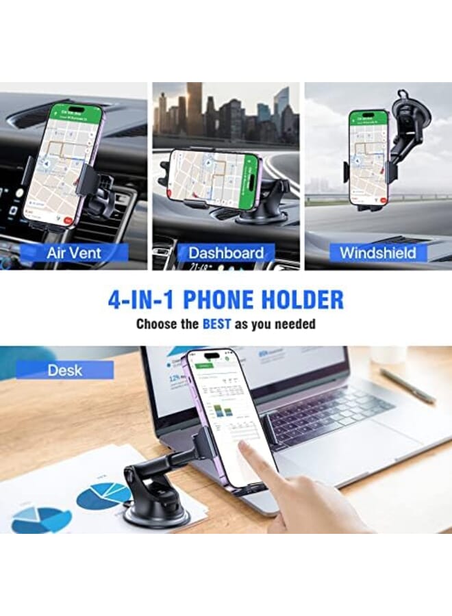 Miracase Car Phone Holder 4 In 1 Phone Holder Stand For Car Mobile Holder Car For Dashboard And Air Vent And Windshield Compatible With Iphone 14 Pro Max 13 12 11 Samsung S23 Xiaomi Google And More - Image 2