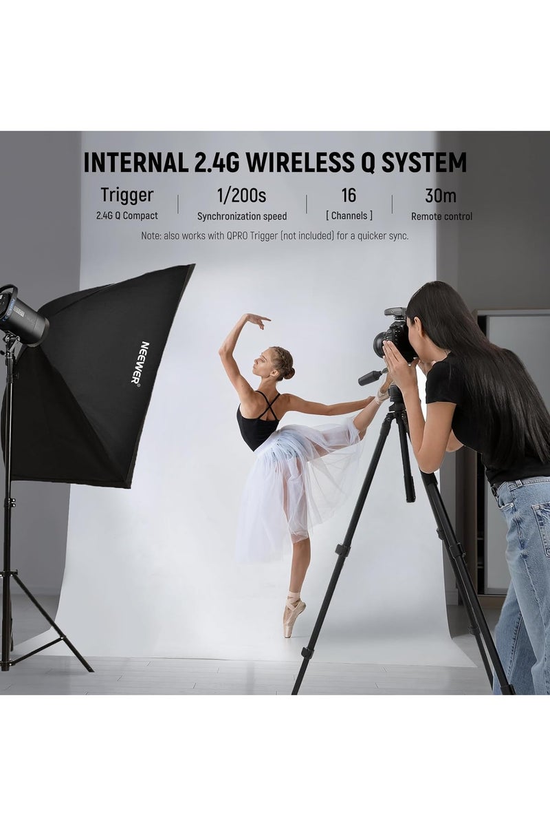 نيوير NEEWER S101-400W Professional Studio Flash Strobe – Upgraded Version with Adjustable Power & Consistent Output for Portrait Photography (UK Plug) black - Image 4