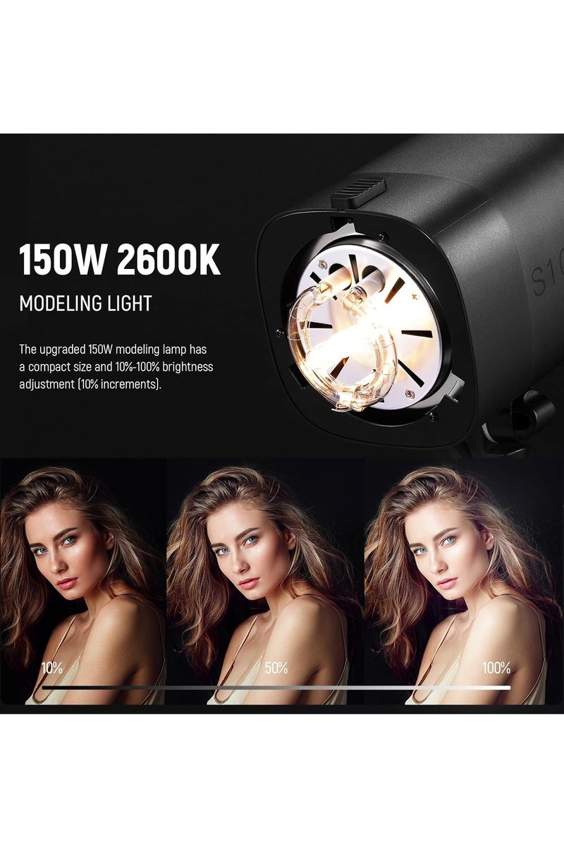 نيوير NEEWER S101-400W Professional Studio Flash Strobe – Upgraded Version with Adjustable Power & Consistent Output for Portrait Photography (UK Plug) black - Image 2