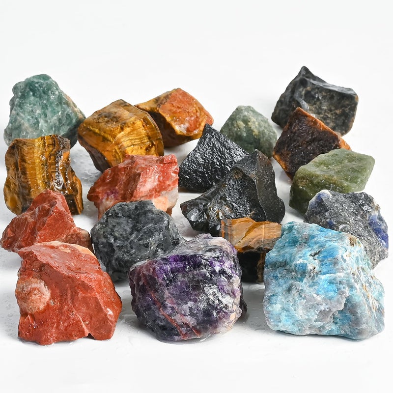 Crocon 2LB Assorted Rough Bulk Natural Stone Raw Gemstone Tumbling Cabbing Polishing Mining Chakra Balancing Reiki and Crystal Healing Good Luck Home Office Dcor