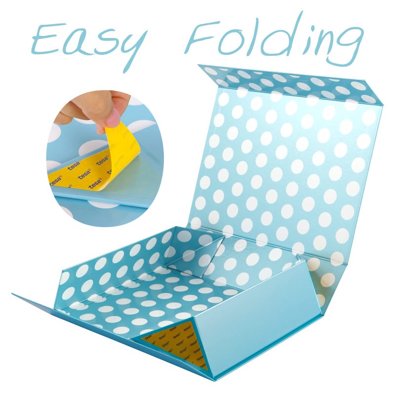 GREEN BEAN Gift Box 13x9.7x3.4 Inches, Large Baby Blue with Lid for Presents, Magnetic Gift Box for Clothes, Shirt (Glossy Metallic Baby Blue, Dot Design Inside) - Image 5