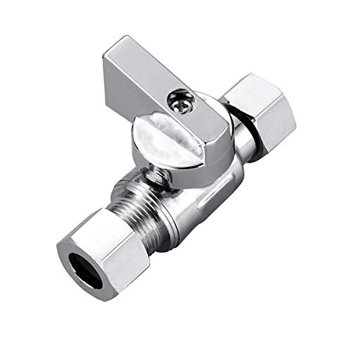 Minimprover 4 Pack Premium Chrome Brass 3/8" Comp FIP x 3/8 Inch Compression MIP Quarter Turn Water Straight Angle Stop (Add on) Valve - Image 3