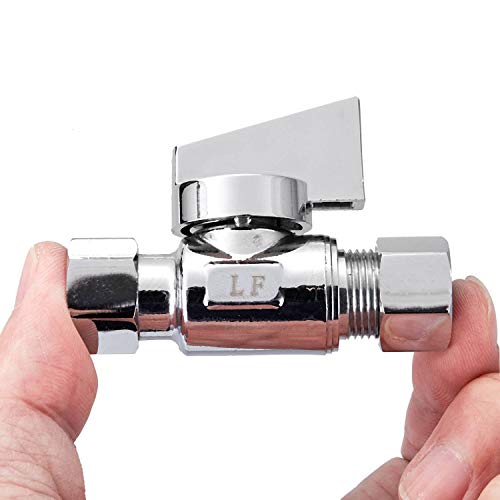 Minimprover 4 Pack Premium Chrome Brass 3/8" Comp FIP x 3/8 Inch Compression MIP Quarter Turn Water Straight Angle Stop (Add on) Valve - Image 4