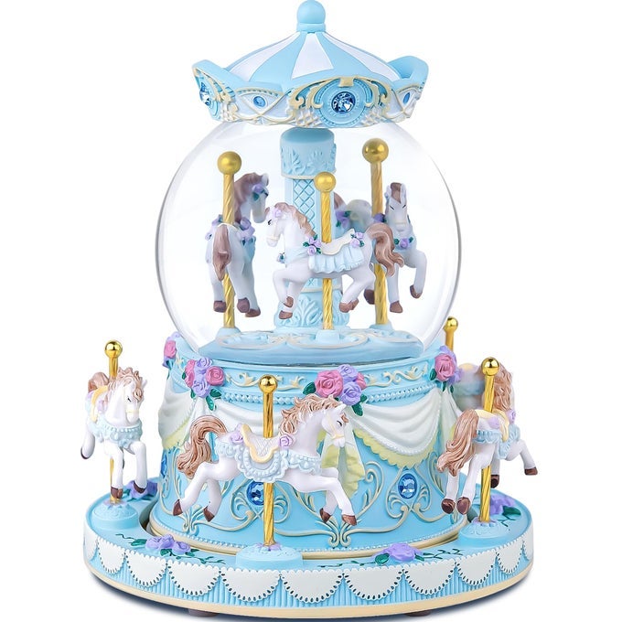 MRWINDER CAROUSEL MUSIC BOXHORSE SNOW GLOBEHANDPAINTED MUSICAL BOXESCOLOR LIGHTGIFT FOR GIRLS WOMEN KIDS SISTER DAUGHTER GRANDDAUGHTER GRANDMA FOR BIRTHDAY ANNIVERSARY VALENTINE CHRISTMAS