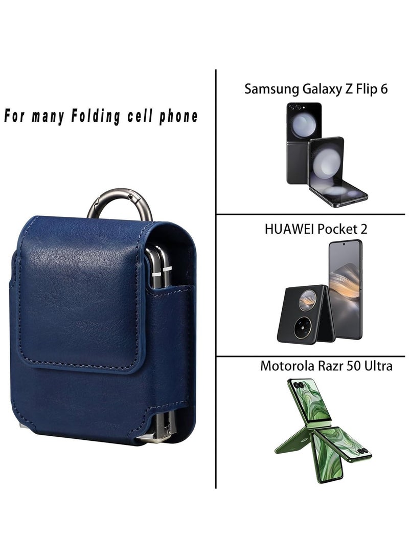 general Samsung Galaxy Z Flip 6/Flip 5/Flip 4 Phone Pouch Holster Belt Case, Leather Pouch with Metal Clip for Phone Holster Case for Motorola Razr 50 Ultra - Image 2