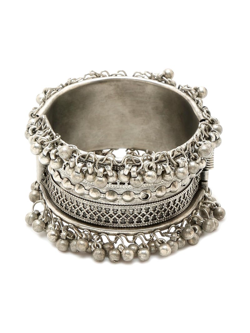 YouBella Jewellery for Women Celebrity Inspired Oxidised Silver Plated Cuff Bracelet Bangle for Women and Girls (Style 3) - Image 5
