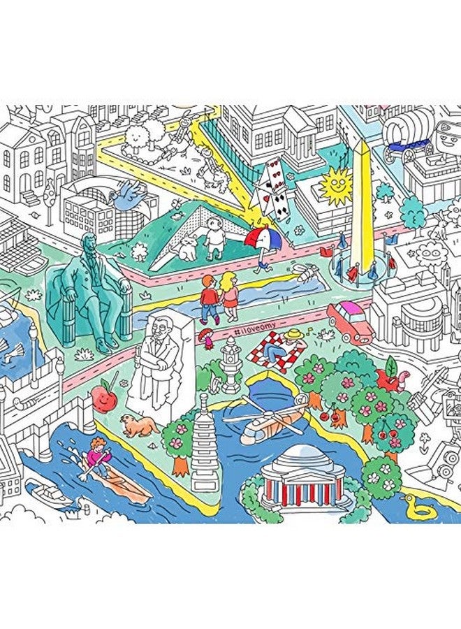 omY Omy Giant Coloring Poster Map, Washington DC, 40 x 28 inches, Creative Play Fun for Kids, Adults, and The Whole Family  - Image 2