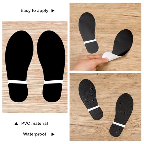 KFPPLXQ 30 Pairs 60 Pcs Black Footprints 7 Inch Shoe Stickers Floor Stickers Decals Feet Distance Floor Wall Stairs for Class Instruction Sign Party Decor Guide - Image 4
