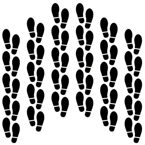 KFPPLXQ 30 Pairs 60 Pcs Black Footprints 7 Inch Shoe Stickers Floor Stickers Decals Feet Distance Floor Wall Stairs for Class Instruction Sign Party Decor Guide - Image 1