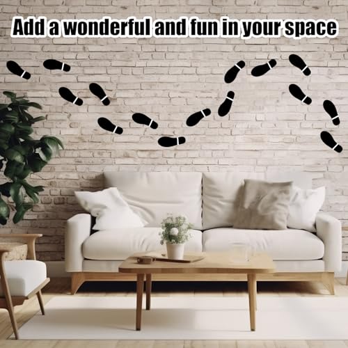 KFPPLXQ 30 Pairs 60 Pcs Black Footprints 7 Inch Shoe Stickers Floor Stickers Decals Feet Distance Floor Wall Stairs for Class Instruction Sign Party Decor Guide - Image 5