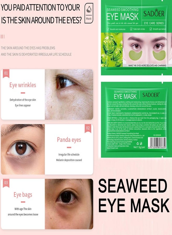 MEICOLY 30 Pads Lip and Eye Mask Sheet,Moisturizing Seaweed Eye Mask Crystal Anti-Aging Eye Patches Strawberry Lip Mask,Dark Circle Remover with Box,Lip and Eye Mask Set - Image 4