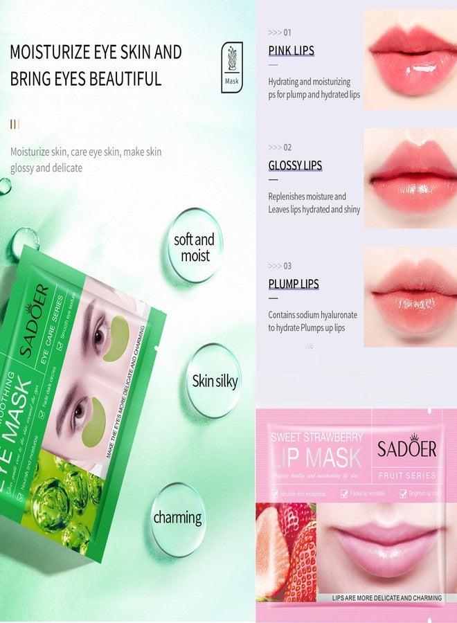 MEICOLY 30 Pads Lip and Eye Mask Sheet,Moisturizing Seaweed Eye Mask Crystal Anti-Aging Eye Patches Strawberry Lip Mask,Dark Circle Remover with Box,Lip and Eye Mask Set - Image 2