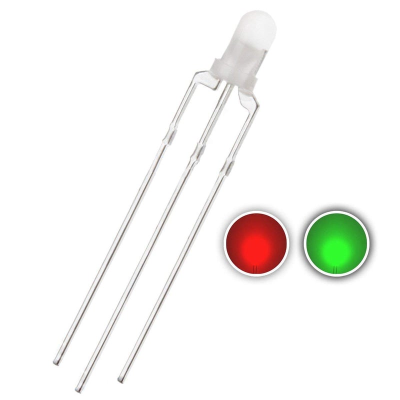 INVENTO 50pcs 3mm 3pin 3V RG Red Green Bi-Colors Common Cathode RG LED Diodes Diffused Lights - Image 4