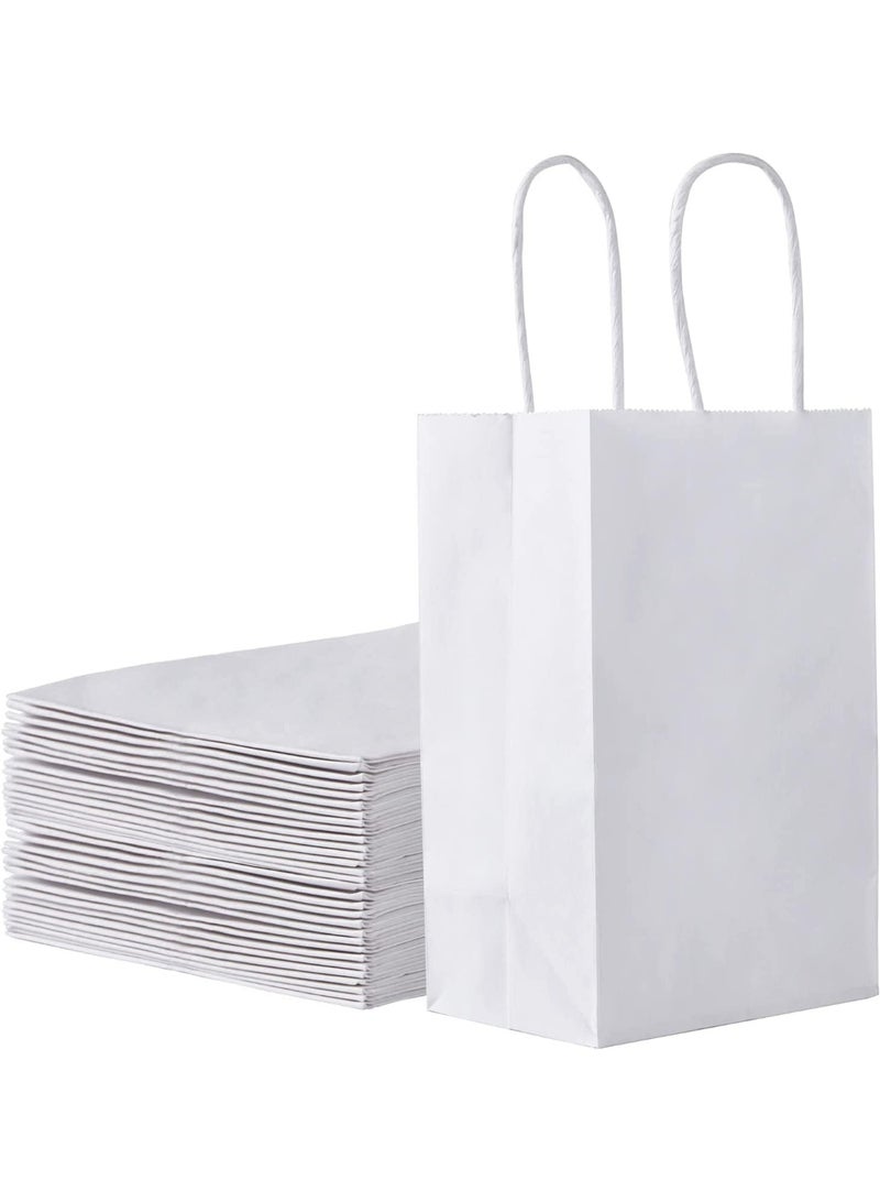 TecV 24 Bags White Paper bags with handles | 21 x 15 x 8 cm Small Kraft Gift bags for Birthday Party Favors, Weddings, Restaurant takeouts, Christmas - Image 1