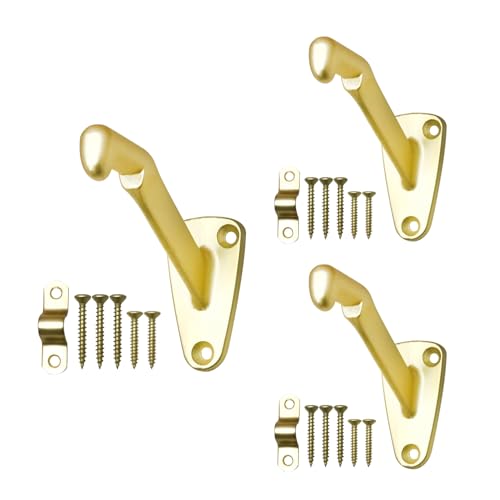 HOWTOOL Handrail Bracket Heavy Duty Champagne Brass V Style, 3 Pack | HOWTOOL - Image 1