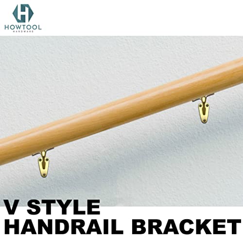 HOWTOOL Handrail Bracket Heavy Duty Champagne Brass V Style, 3 Pack | HOWTOOL - Image 5