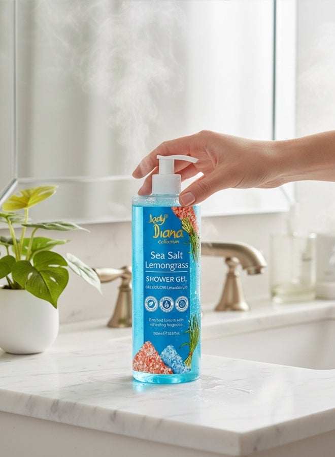 Lady Diana Sea Salt Lemongrass Shower Gel 1000ml – Invigorating Foaming Body Wash for Men & Women | Deep Cleansing Formula with Sea Salt & Refreshing Lemongrass Aroma - Image 2