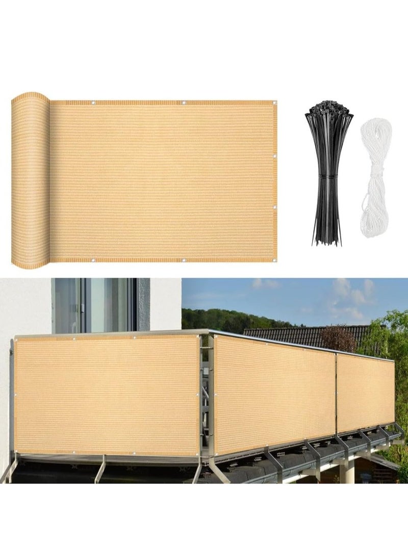 LINGWEI Privacy Screen Fence with Cable Tie and Rope Outdoor Balcony Fence Cover Screen Fabric Wind and Shade Block Fencing Mesh Shade - Image 2