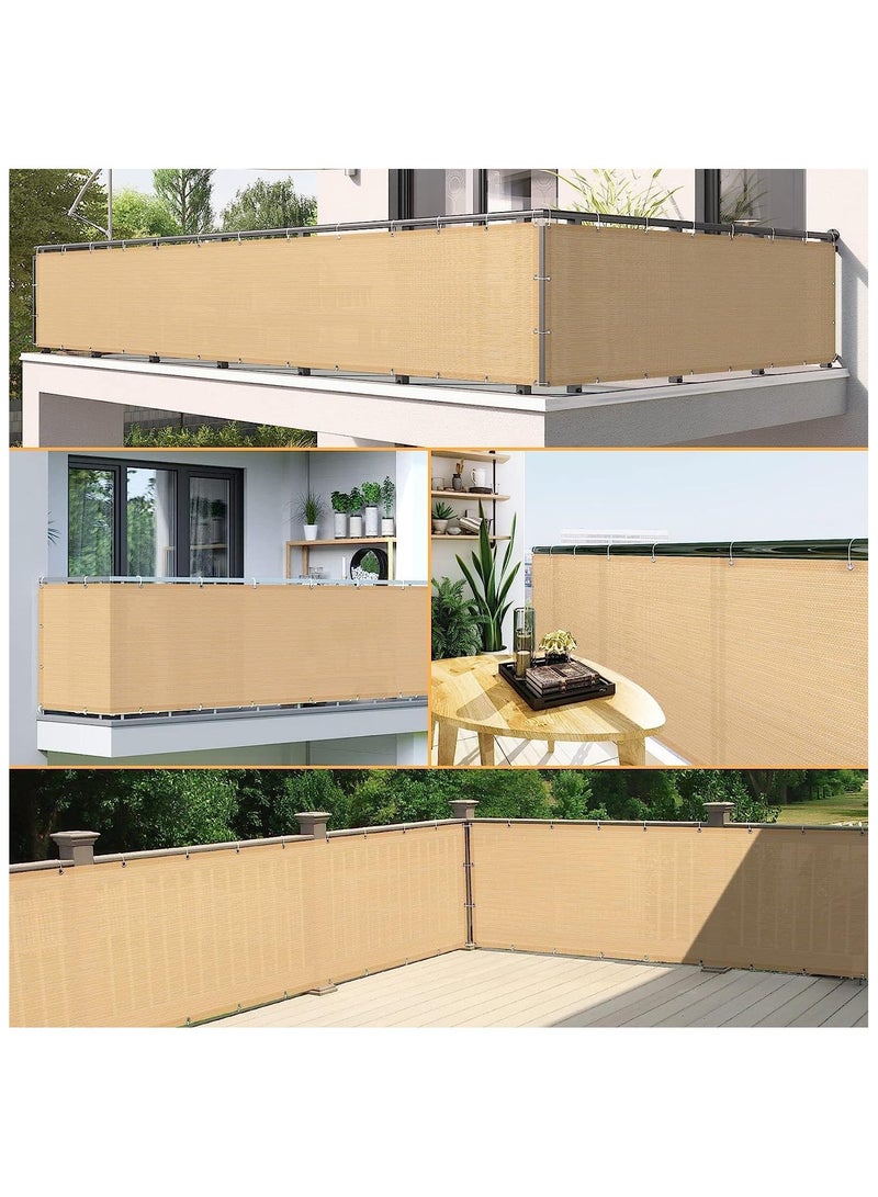 LINGWEI Privacy Screen Fence with Cable Tie and Rope Outdoor Balcony Fence Cover Screen Fabric Wind and Shade Block Fencing Mesh Shade - Image 5
