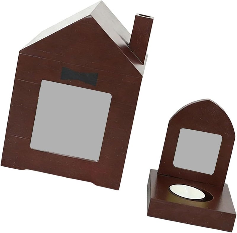 ordinarYone Handcrafts Wooden Loss Urn Dog Cat Keepsake Box with Photo Frame Candle Holder - Image 1