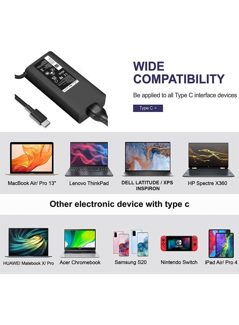 SMART SOURCE 65W 45W USB-C Laptop Charger for Dell – Slim Replacement Power Adapter Compatible with  Dell XPS, Inspiron, Latitude, Vostro, Chromebook – Fast Charging Type-C Adapter, Also Support Smartphones and Tablet, with Power Cord - Image 4