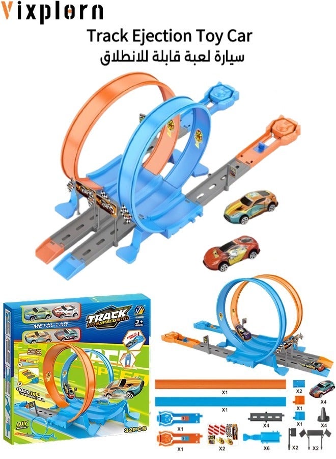 Vixplorn Children's Track Launching Racing Car Toy Set, Children's Track Racing Car Toy, Children's Racing Car Toy, Children's Racing Toy, Includes 4 Toy Cars, Suitable as a Gift for Children Aged 3 and Up (32pcs) - Image 1