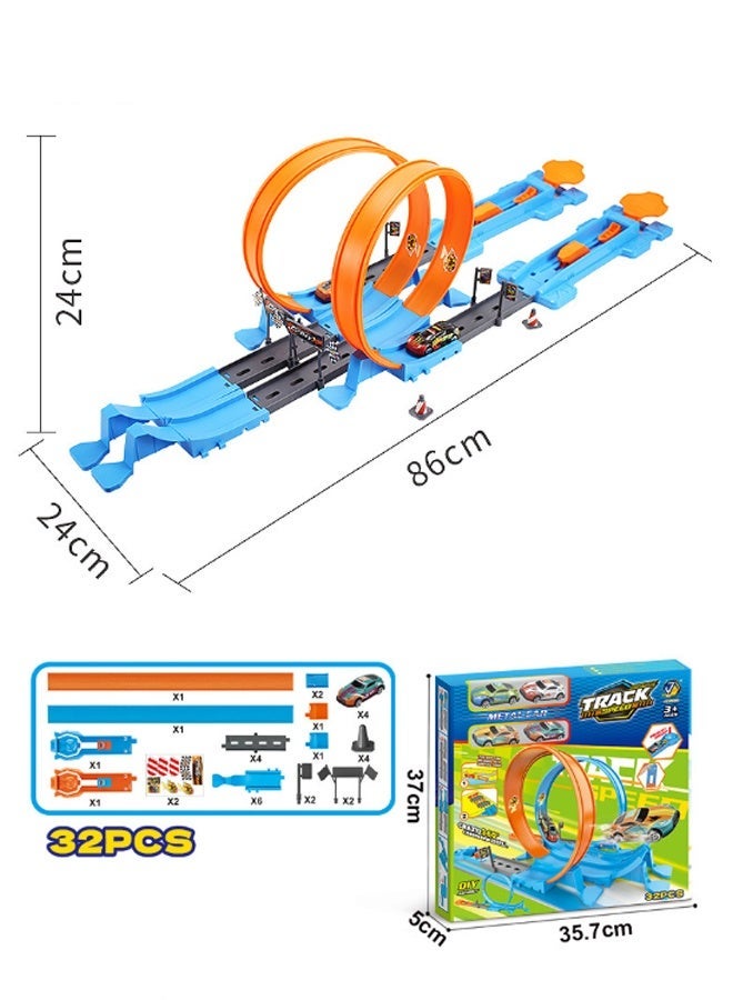 Vixplorn Children's Track Launching Racing Car Toy Set, Children's Track Racing Car Toy, Children's Racing Car Toy, Children's Racing Toy, Includes 4 Toy Cars, Suitable as a Gift for Children Aged 3 and Up (32pcs) - Image 2