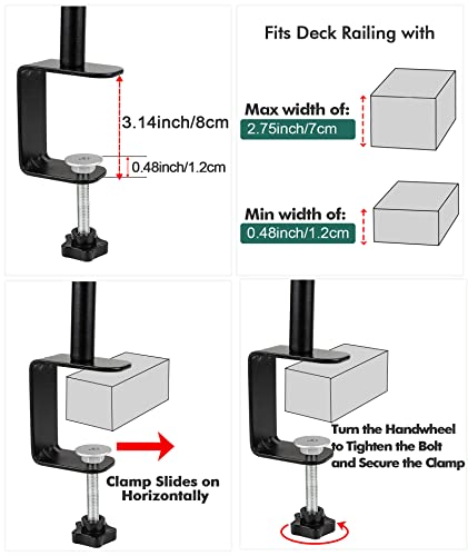 BOLITE Deck Bird Feeder for Railing, BOLITE Balcony Bird Feeders for Outside, Three Trays, Enhanced Version, Black - Image 3