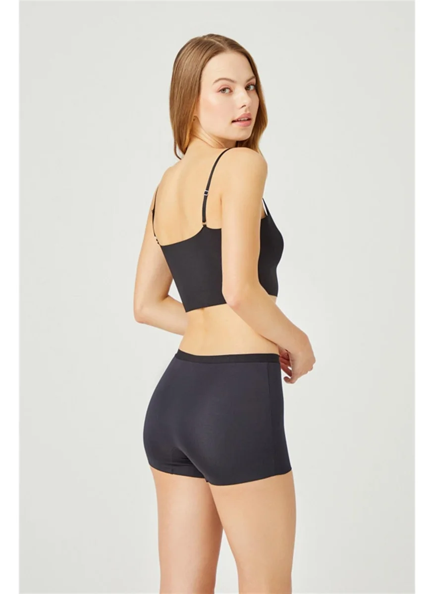 كوتن هيل Black Basic Laser Cut Seamless Women's Boxer Panties