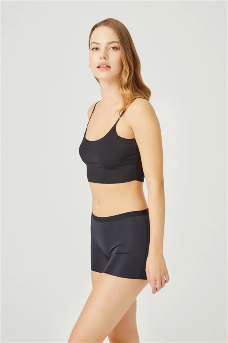 COTTONHILL Black Basic Laser Cut Seamless Women's Boxer Panties