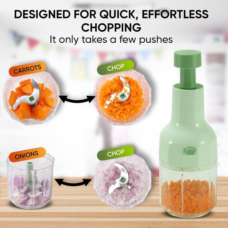 Brieftons Express Manual Food Chopper: 2-Cup, Hand Chopper Vegetable Cutter to Chop Veggies, Fruits, Herbs, Garlic Onion Chopper for Salsa, Salad, Pesto, Hummus, Guacamole, Coleslaw, Indian Cooking - Image 5