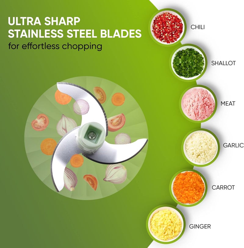 Brieftons Express Manual Food Chopper: 2-Cup, Hand Chopper Vegetable Cutter to Chop Veggies, Fruits, Herbs, Garlic Onion Chopper for Salsa, Salad, Pesto, Hummus, Guacamole, Coleslaw, Indian Cooking - Image 4